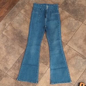 We The Free Jayde High-Waisted Blue Flare Jeans